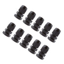 10X 3-6.5mm Black PG7 Cable Gland Connector IP68 Waterproof Plastic