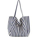 Women'S Striped Canvas Handbag Summer Beach Classical Fabric Soft Large Han