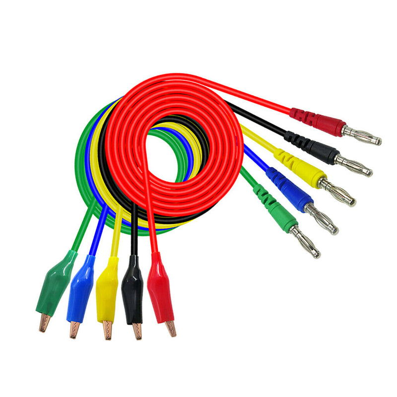 5 Pcs / Colors Banana Plug to Alligator Clips Test Line, Crocodile Clips Cable
