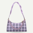 Fashion Plaid PU Women Handbag Totes Chain Underarm Shoulder Bags (Purple)