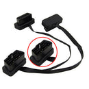 16 Pin OBD2 Male To Double Female Splitter Flat Thin Connector Extension Cable y
