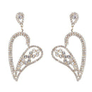 Heart-Shaped Rhinestone Crystal Drop Earrings Women Wedding Ear Jewelry  A