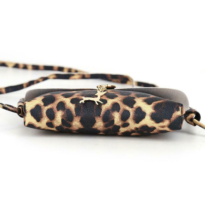 Animal Print Deer Women Messenger Bag Leather Shoulder Crossbody Bags(Brown