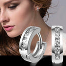 1 Pair Men Women Unisex Stainless Steel Rhinestone Charm Hoop Huggie Earrings