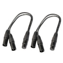 2X XLR 3Pin Female to 2 XLR Male Y Splitter Cable Adapter Converter Cord 1ft