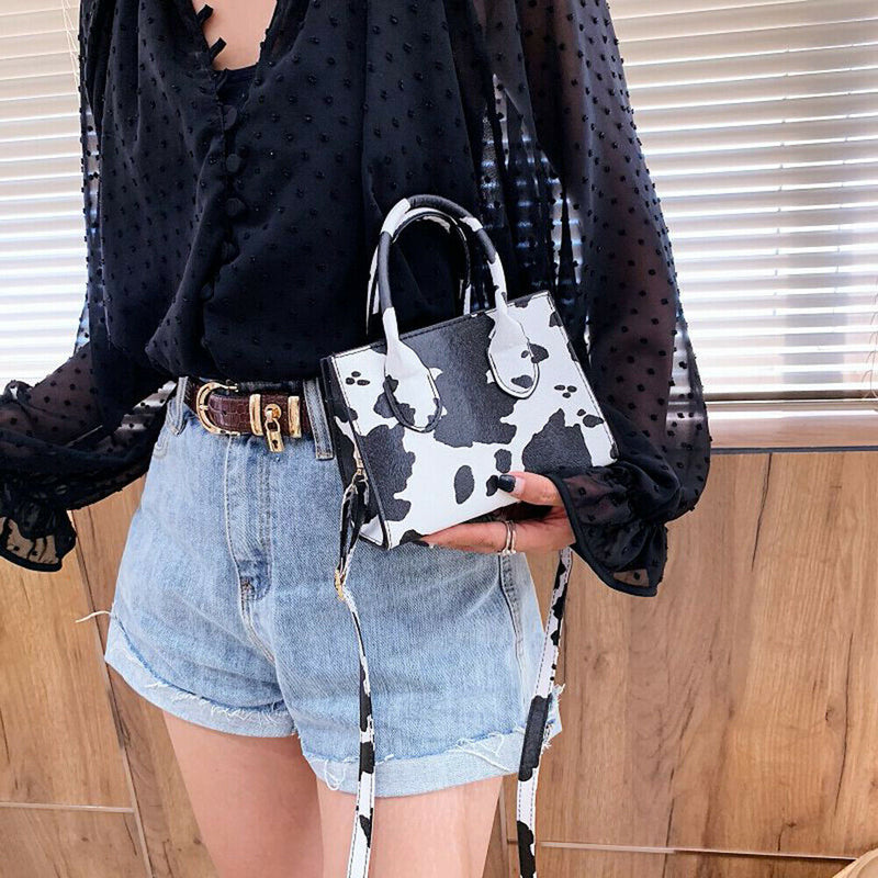 Women Handbag Animal Pattern PU Shoulder Portable Messenger Bag (White)