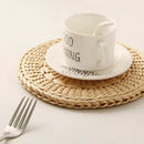 4 Pcs Natural Weave Placemats Round Braided Rattan Tablemats For Coasters,