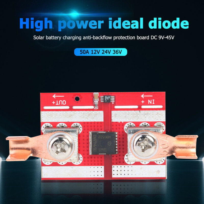50A 12V 24V 36V Ideal Diode Controller Solar Anti-backflow Protection Board A