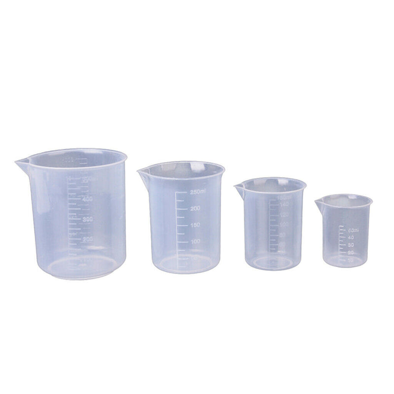 4 Pcs Food Grade Plastic Clear Graduated Measuring Cup Beaker Jug Container for