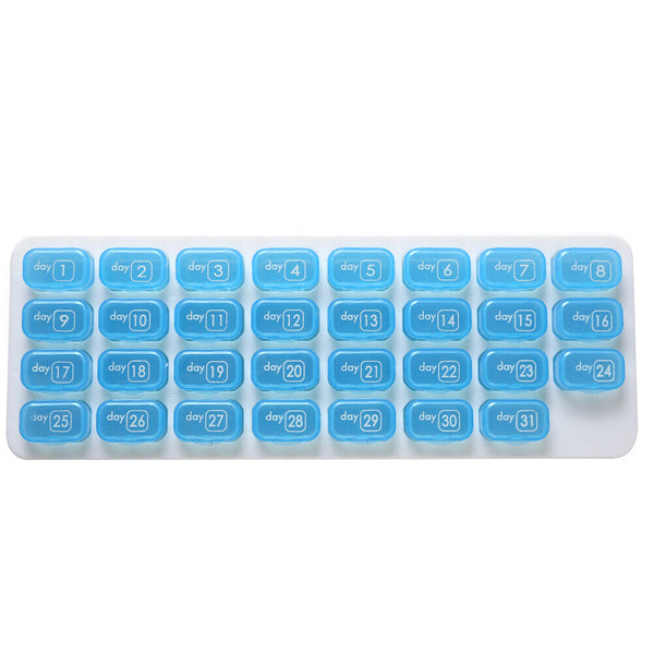 31 Grids Pill Box Case One Month Pill Medicine Container Organizer (Blue)