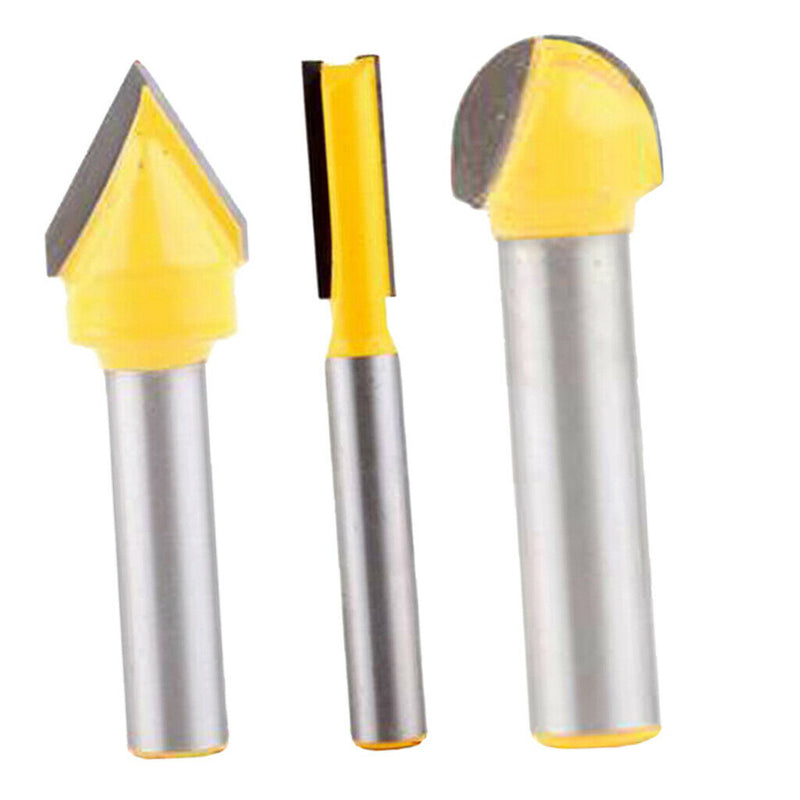 3 Pieces 8mm Shank Woodworking Mill Router Bits Core Box Router Bit