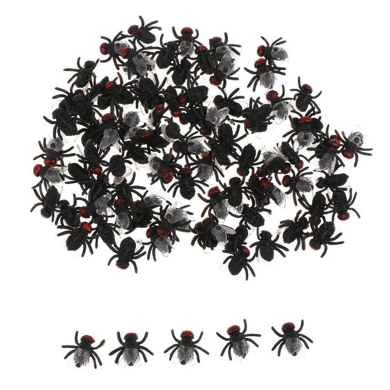 100pcs Flies Halloween Joking Bugs Toys Party