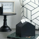 Tissue Box Cover House Shaped Square Tissue Box Holder for Room Office Black