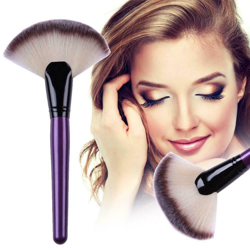 Pro 1pc Makeup Large Fan Brush Powder Blush Beauty Cosmetic(Purple)