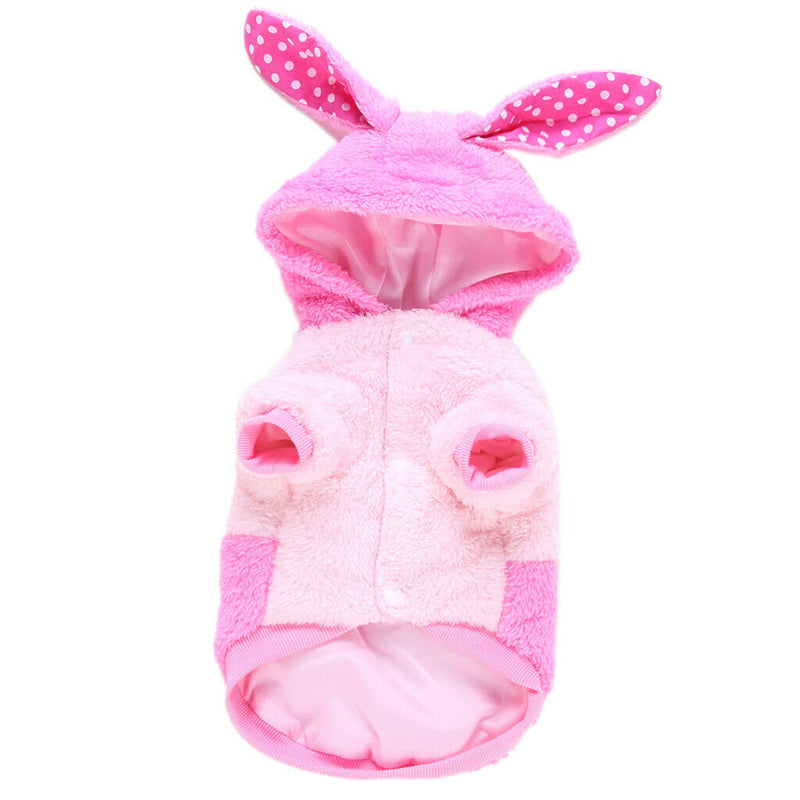 Pet Puppy Dog Comfortable Rabbit Shape Jacket Warm Plush Coat Pink