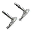2 Pack Right Angle Male 6.35mm Stereo Jack Plug Guitar Audio Cable Connector