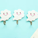 3X White Cloud Self Adhesive Sticky On Hooks Kitchen Bathroom Towel BX