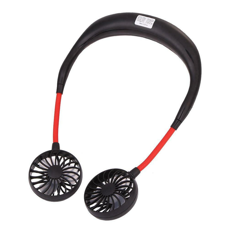 USB Rechargeable Wearable Portable Mini Hand Free Fan Neckband Fan (Black)
