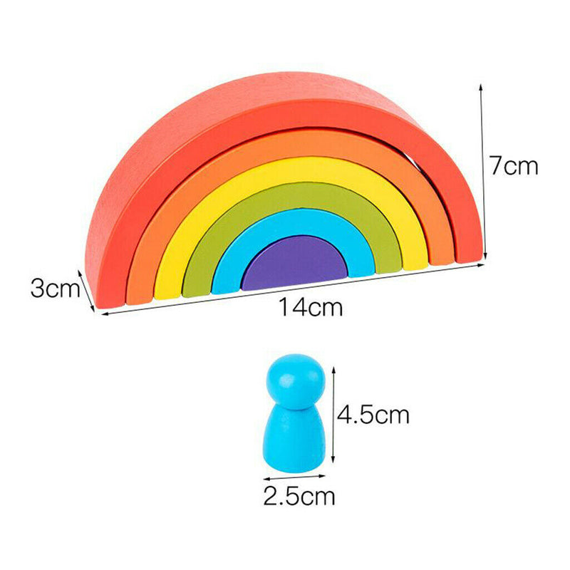 12Pcs Wooden Rainbow Stacking Blocks Fun Building Nesting Toys for Kids Boys