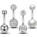 4pcs Zircon Belly Button Rings Stainless Steel Body Navel Piercing Jewelry