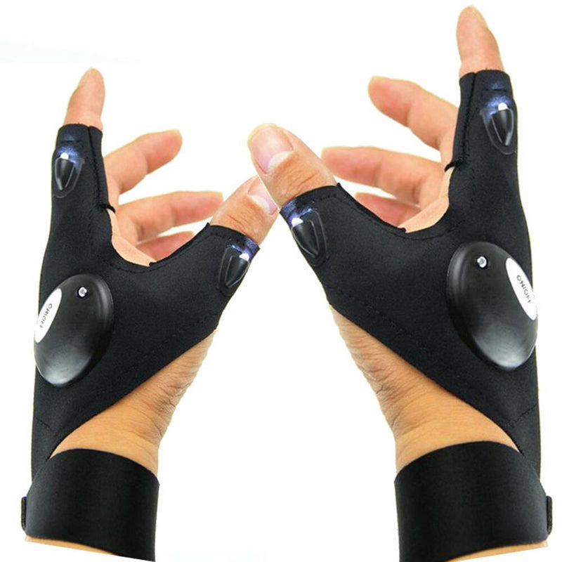 2pcs LED Light Work Gloves Finger Lighting Flashing Gloves Electrician Equipment