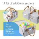 Car Caddy Organiser, Baby Diaper Caddy, Nappy Organiser Grey Basket Strolle E6D6
