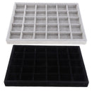 Black Velvet 30 Compartments Jewelry Storage Trays Holder Showcase Organizer