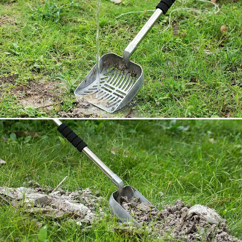 Metal Cat Litter Scoop With Deep Shovel And Long Handle Detachable Stainles