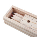 Wood Pencil Case Box Colour Pencils + Wooden Sharpener Ruler Sketching Set