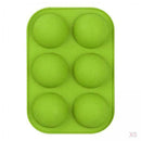 5x Round Silicone 6 Holes Semi-Sphere Non Stick Mold Cake Baking Mould Green