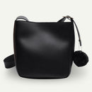 Women PU Leather Shoulder Crossbody Bag Messenger Bucket Handbag (Black)
