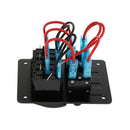 Black Aluminum 12V 3 Gang Red LED Rocker Electric Switch Panel Circuit Breaker