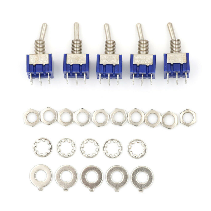 5Pcs MTS-203 AC 125V 6A ON/OFF/ON 3 Position DPDT Toggle Switch SE