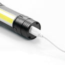 Skywolfeye Zoomable T6+COB LED Flashlight USB Rechargeable 4 Modes Torch