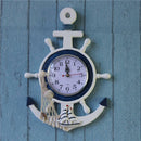 Sea Theme Nautical Decor Anchor Steering Wheel Fishing Net Hanging Wall Clock