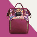 Mummy Maternity Backpacks Plant Print Baby Diaper Shoulder Bags (Purple)