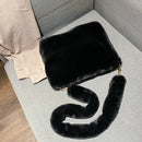 Women Plush Messenger Bag Big Capacity Fluffy Shoulder Handbags (Black)