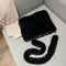 Women Plush Messenger Bag Big Capacity Fluffy Shoulder Handbags (Black)