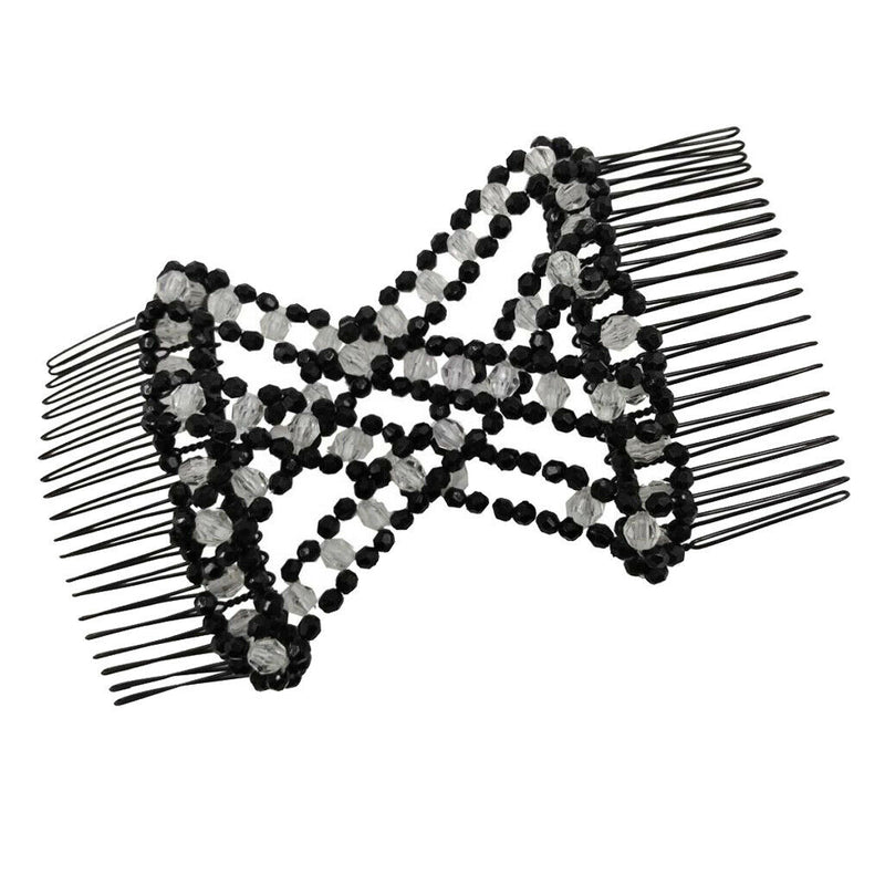 Hair Combs Beads Double Clip Comb Elastic Bun Maker Women DIY Hair Accessory