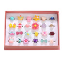 Little Girl Lovely Jewel Rings in Box Girls Play Dress Up Pretend Play Rings
