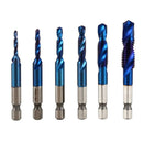 6Pcs 1/4 Hex Shank Hss Metric Thread Tap Hss Drill Bits Spiral Tap Hand Scr