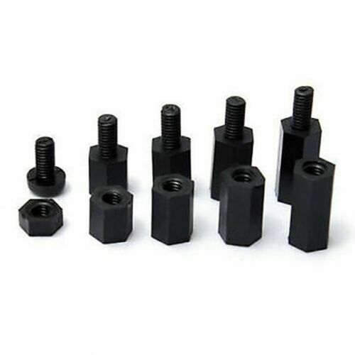 180pcs Black M3 Male Female Spacer Nylon Hex Screw Standoffs Nut Kit with Box