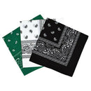 Set of 3 bandanas Paisley Man and Woman 57 x 57 cm black + white + green