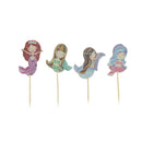24X Cartoon mermaid cupcake topper picks kid birthday party decoration BX