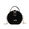 Mini Round Tote Shoulder Bag Women Leather Chain Messenger Purse (1 Black)