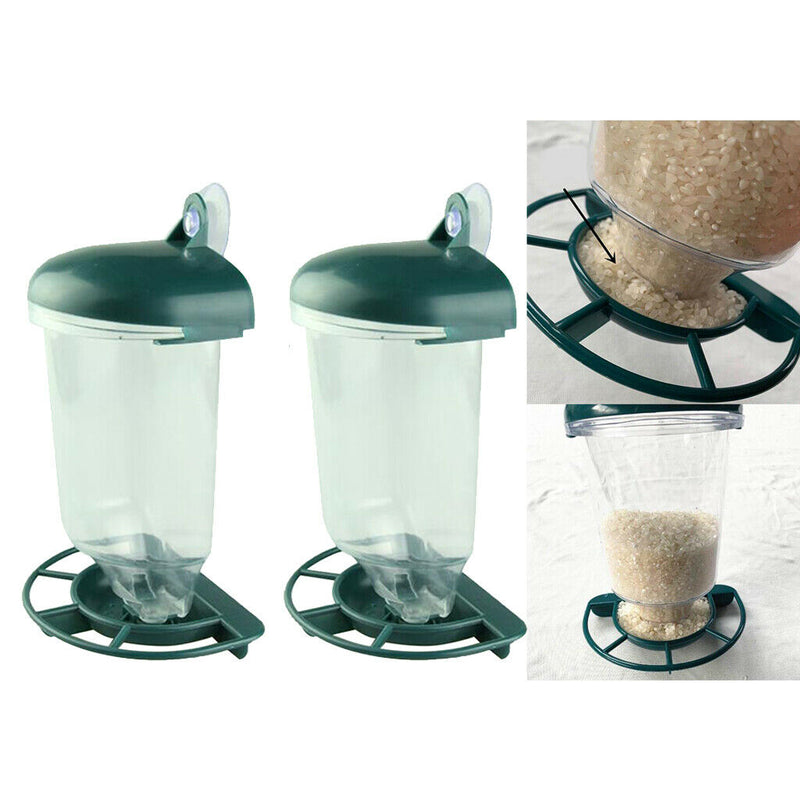 2pcs Outside Window Bird Feeder Seed Dispenser with Suction Cup for Wild Birds