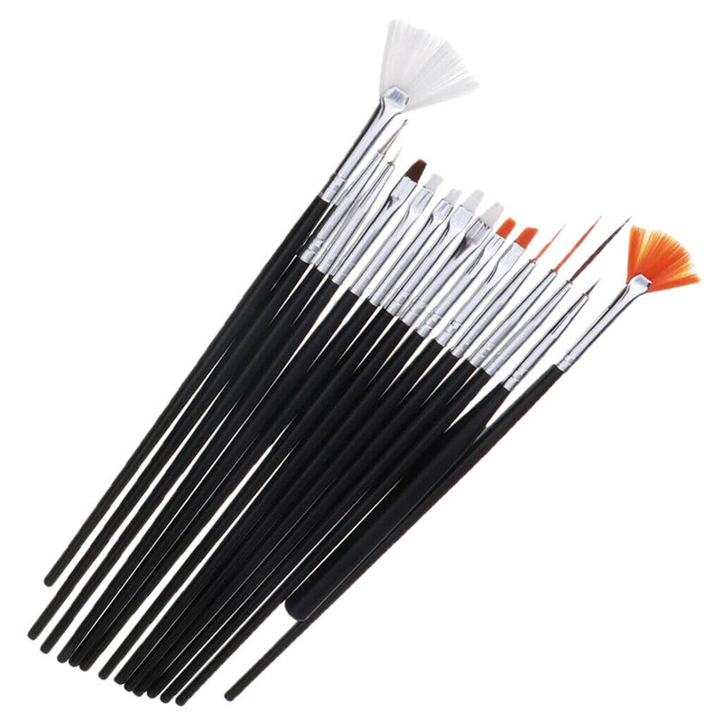 15Pieces Round Pointed Tip Nylon Hair Brushes Set, Nail Art Decorations Brush