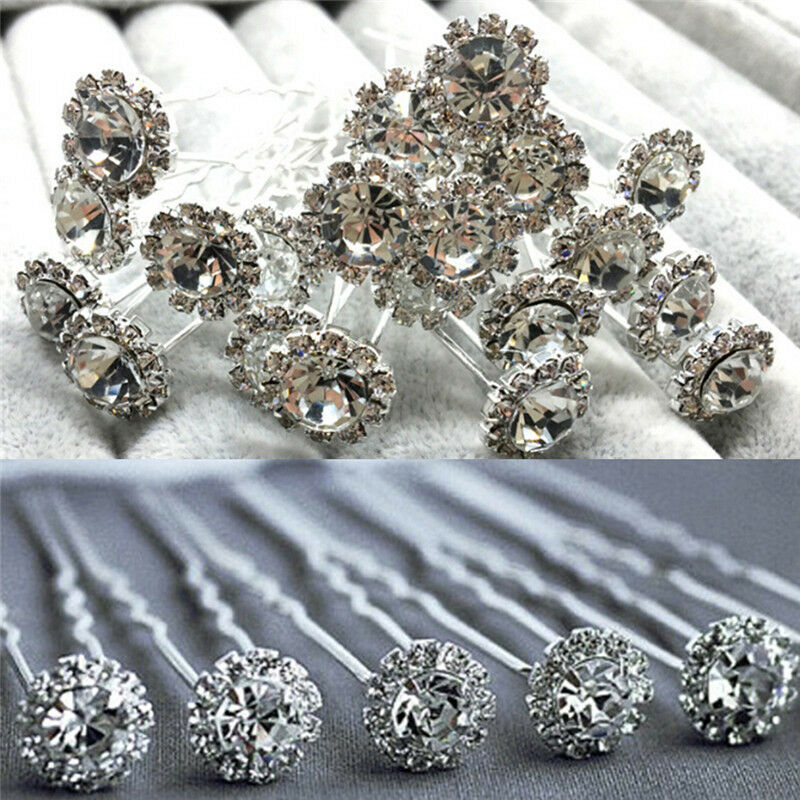 10 Diamante Rhinestones Bridal Wedding Prom Women Hair Pins Clips Fashion J Gn
