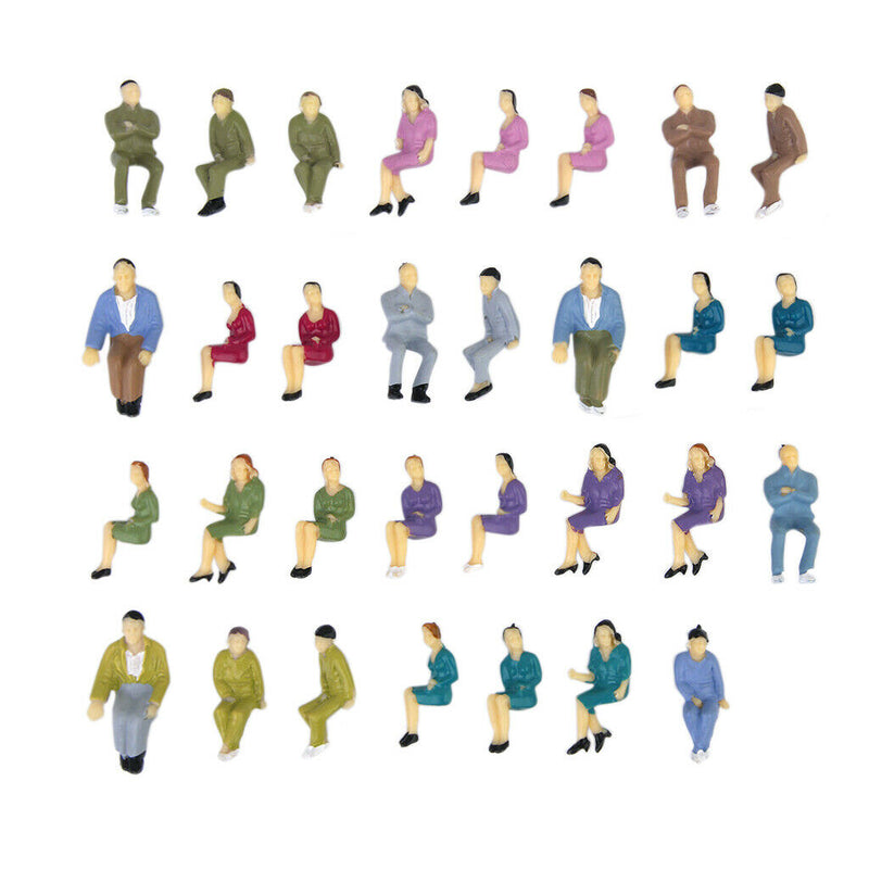 50pcs Mixed Painted Seated People Figures Passengers Train Railroad Layout 1:50
