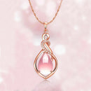 Fashion Women Opal Crystal Cat's Eye With Chain Pendant Necklace Jewelry Gift